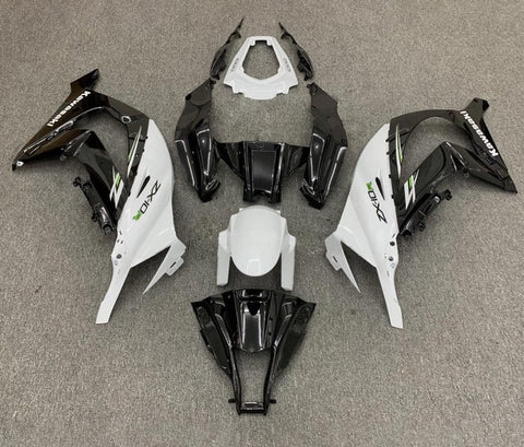 Kawasaki ZX10R Fairings (2011-2015) Gloss Black, White at KingsMotorcycleFairings.com