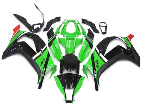 Kawasaki ZX10R Fairings (2011-2015) Green, Black, White Stripe at KingsMotorcycleFairings.com