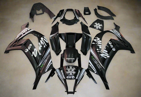 Kawasaki ZX10R Fairings (2011-2015) Matte Black, White Elf at KingsMotorcycleFairings.com
