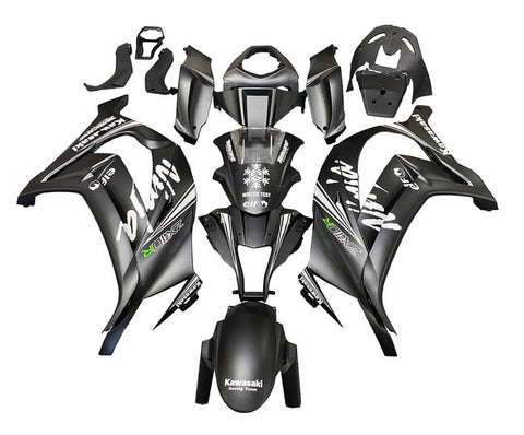 Kawasaki ZX10R Fairings (2011-2015) Matte Black, White, Green Elf at KingsMotorcycleFairings.com