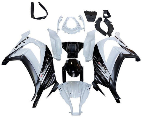 Kawasaki ZX10R Fairings (2011-2015) White, Black at KingsMotorcycleFairings.com