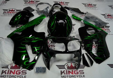 Kawasaki ZX12R Fairings (2000-2001) Black, Green Flames at KingsMotorcycleFairings.com