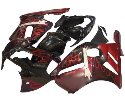 Kawasaki ZX12R Fairings (2000-2001) Red, Black, Gold, Flames at KingsMotorcycleFairings.com