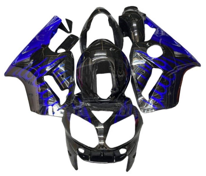 Kawasaki Ninja ZX12R Fairings (2002-2006) Black, Blue Flames