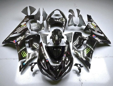 Kawasaki ZX6R 636 Fairings (2005-2006) Black, Monster at KingsMotorcycleFairings.com
