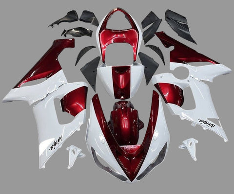 Kawasaki ZX6R 636 Fairings (2005-2006) White, Dark Red at KingsMotorcycleFairings.com