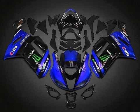 Kawasaki ZX6R 636 Fairings (2007-2008) Blue, Black, Green Monster at KingsMotorcycleFairings.com