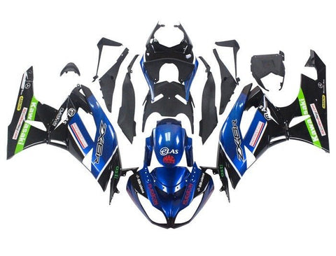 Kawasaki ZX6R 636 Fairings (2009-2012) Blue, Black, Green at KingsMotorcycleFairings.com