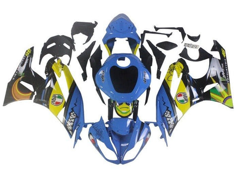 Kawasaki ZX6R 636 Fairings (2009-2012) Blue, Yellow Shark at KingsMotorcycleFairings.com