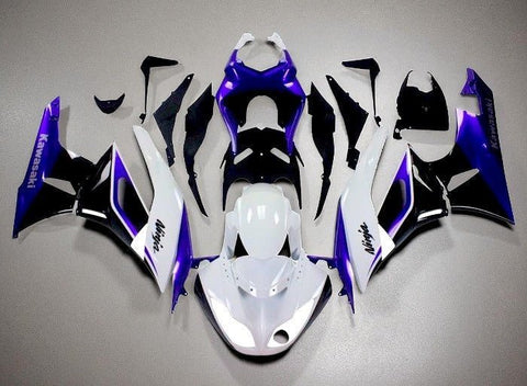 Kawasaki ZX6R 636 Fairings (2009-2012) White, Royal Blue, Black at KingsMotorcycleFairings.com