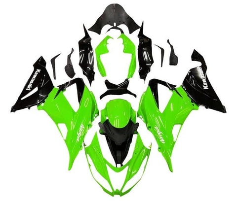 Kawasaki ZX6R 636 Fairings (2013-2018) Green, Black, White at KingsMotorcycleFairings.com