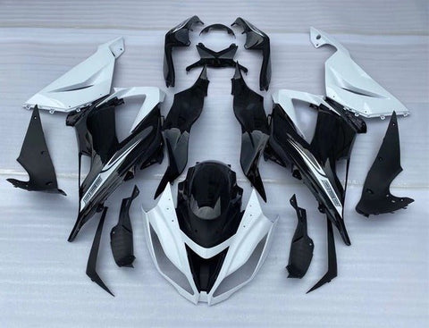 Kawasaki ZX6R 636 Fairings (2013-2018) White, Black  at KingsMotorcycleFairings.com