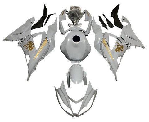 Kawasaki ZX6R 636 Fairings (2013-2018) White, Gold at KingsMotorcycleFairings.com