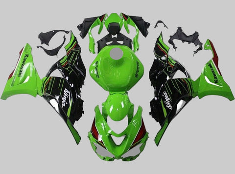 Kawasaki ZX6R Fairings (2024-2025) Green, Black, Red at KingsMotorcycleFairings.com