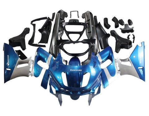 Kawasaki ZZR400 Fairings (1993-2007) Blue, Silver at KingsMotorcycleFairings.com
