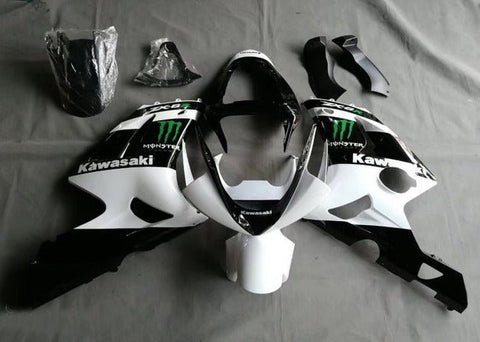 Kawasaki Ninja ZX6R 636 Fairings (2009-2012) White, Black, Green Monster at KingsMotorcycleFairings.com