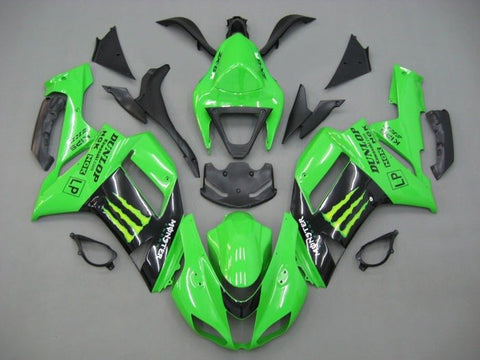 Kawasaki ZX6R 636 Fairings (2007-2008) Green, Black, White Monster Energy at KingsMotorcycleFairings.com