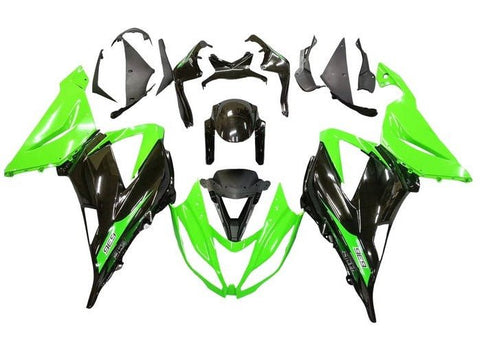 Kawasaki ZX6R Fairings (2013-2018) Green, Black at KingsMotorcycleFairings.com