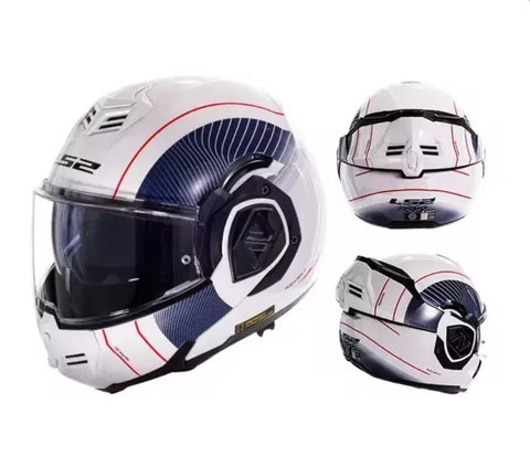 LS2 Motorcycle Helmet White, Blue, Red at KingsMotorcycleFairings.com
