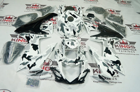 SUZUKI GSXR750 Fairings (2011-2013)| White, Black, Gray Camouflage at KingsMotorcycleFairings.com