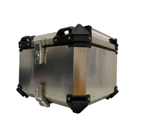 Silver 55L Aluminum Motorcycle Top Box Storage at KingsMotorcycleFairings.com