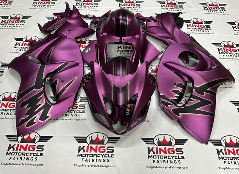 Suzuki GSX1300R Hayabusa Fairings (2008-2020) Matte Purple, Black Stripes at KingsMotorcycleFairings.com