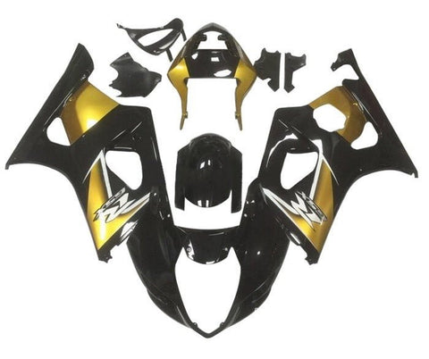 Suzuki GSXR1000 Fairings (2003-2004) Black, Gold, White at KingsMotorcycleFairings.com