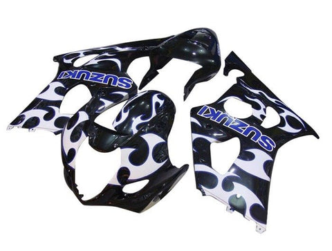 Suzuki GSXR1000 Fairings (2003-2004) Black, White, Blue Tribal at KingsMotorcycleFairings.com