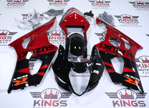 Suzuki GSXR1000 Fairings (2003-2004) Gloss Black, Candy Red at KingsMotorcycleFairings.com
