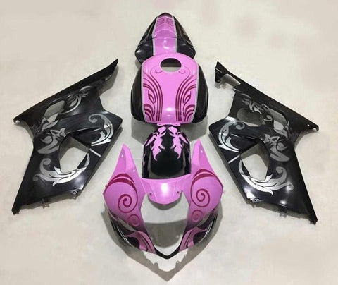 Suzuki GSXR1000 Fairings (2003-2004) Pink, Black, Silver Tribal at KingsMotorcycleFairings.com