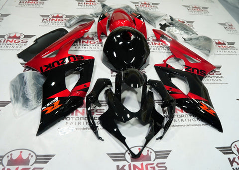 Suzuki GSXR1000 Fairings (2005-2006) Black Gloss, Candy Red at KingsMotorcycleFairings.com
