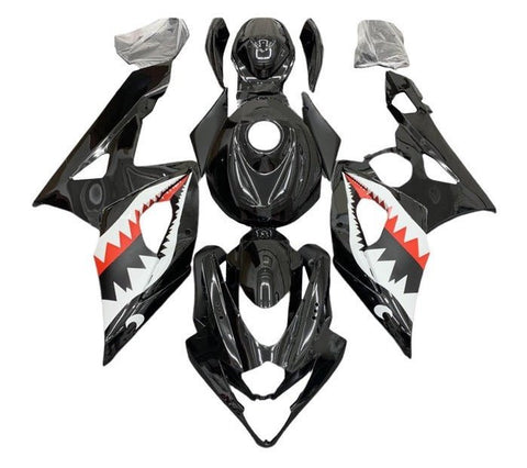 Suzuki GSXR 1000 Fairings (2005-2006) Black, White, Red, Shark Teeth at KingsMotorcycleFairings.com