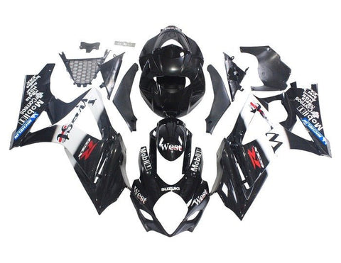Suzuki GSXR 1000 Fairings (2005-2006) Black, White, West at KingsMotorcycleFairings.com