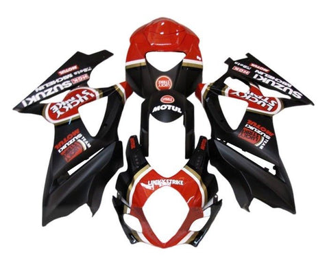 Suzuki GSXR 1000 Fairings (2005-2006) Matte Black, Gloss Red, Lucky Strike at KingsMotorcycleFairings.com