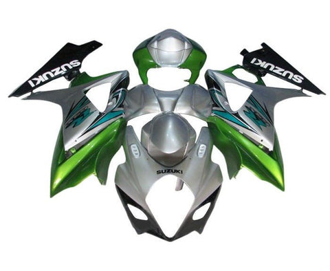Suzuki GSXR 1000 Fairings (2005-2006) Silver, Green, Black at KingsMotorcycleFairings.com