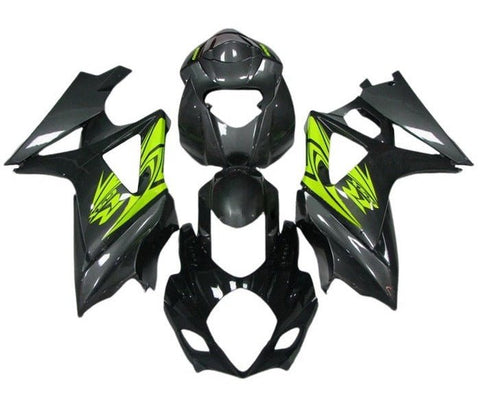 Suzuki GSXR 1000 Fairings (2007-2008) Black, Dark Gray, Neon Yellow at KingsMotorcycleFairings.com