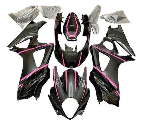Suzuki GSXR 1000 Fairings (2007-2008) Black, Matte Black, Pink at KingsMotorcycleFairings.com