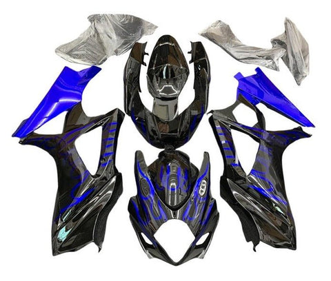 Suzuki GSXR 1000 Fairings (2007-2008) Black, Royal Blue, Flames at KingsMotorcycleFairings.com