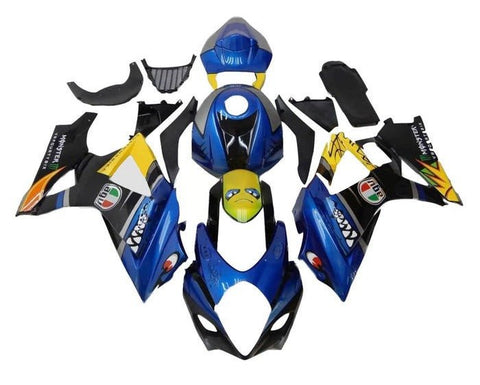 Suzuki GSXR 1000 Fairings (2007-2008) Blue, Yellow Creature at KingsMotorcycleFairings.com