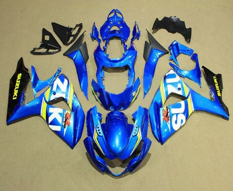 Suzuki GSXR1000 Fairings (2009-2016) Blue, Black, Yellow Stripe at KingsMotorcycleFairings.com