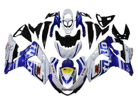 Suzuki GSXR1000 Fairings (2009-2016) Gloss White, Blue Tyco at KingsMotorcycleFairings.com