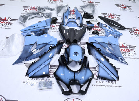Suzuki GSXR1000 Fairings (2017-2025) Blue Metal, Faux Carbon Fiber at KingsMotorcycleFairings.com