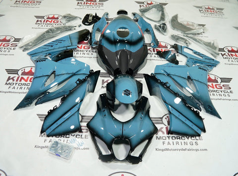 Suzuki GSXR1000 Fairings (2017-2025) Blue, Faux Carbon Fiber at KingsMotorcycleFairings.com