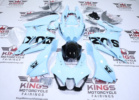 Suzuki GSXR1000 Fairings (2017-2025) Light Blue Gloss, Black at KingsMotorcycleFairings.com