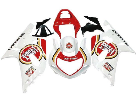Suzuki GSXR600 Fairings (2000-2003) White, Red, Gold Lucky Strike at KingsMotorcycleFairings.com