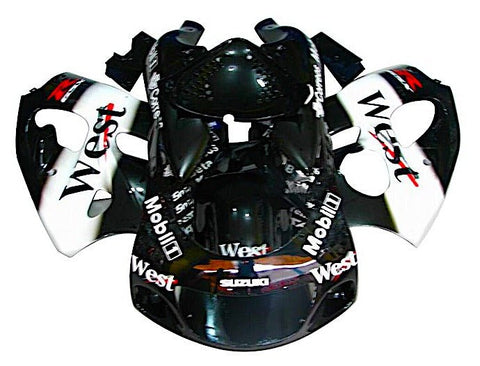 Suzuki GSXR750 Fairings (1996-1999) Black, White West at KingsMotorcycleFairings.com