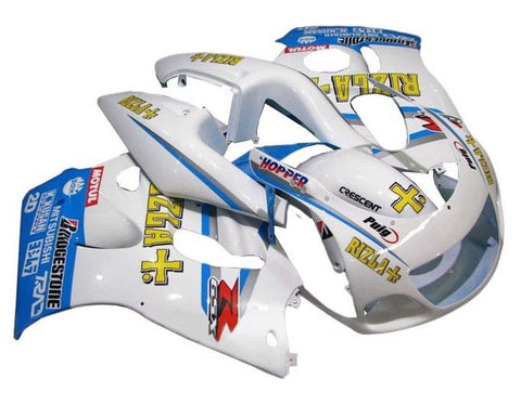 Suzuki GSXR750 Fairings (1996-1999) White, Blue, Yellow Rizla at KingsMotorcycleFairings.com