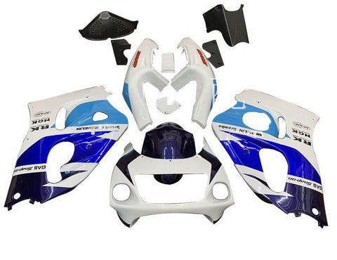 Suzuki GSXR750 Fairings (1996-1999) White, Triple Blue at KingsMotorcycleFairings.com