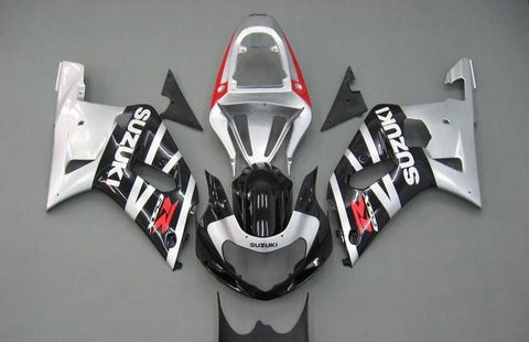 Suzuki GSXR750 Fairings (2000-2003) Black, Silver Stripe, Red at KingsMotorcycleFairings.com