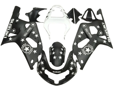 Suzuki GSXR750 Fairings (2000-2003) Matte Black, White Star at KingsMotorcycleFairings.com